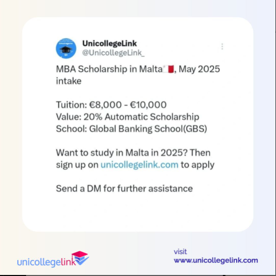 MBA Scholarship in Malta, May 2025 intake